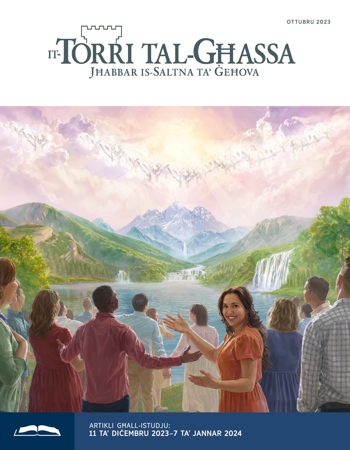 Anġli fis-sema u nies fil-ġenna tal-art ferħanin ifaħħru lil Ġeħova.