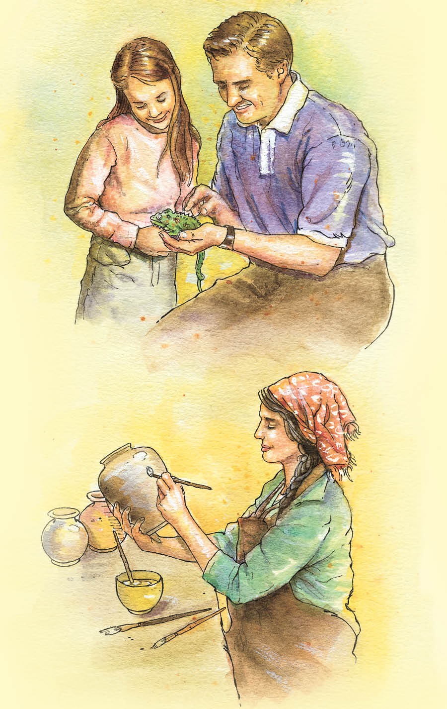 Se tlakatl uan se takotsin kitaj se yolkatl uan se siuatl kichiua se dibujo