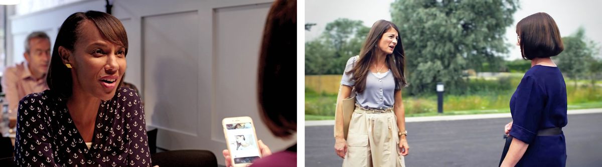 Fotos tlen mota itech video “Matikixtopeuakan tlen amo techyolseuia (video tlen amo ueyi)”. 1. Emily uan Celia okonitoj café. Celia kita itech itélefono tlen Clara yokitlali itech redes sociales. 2. Clara okualanki uan okajuak Celia ompa kanin kinketsaltiaj carros.