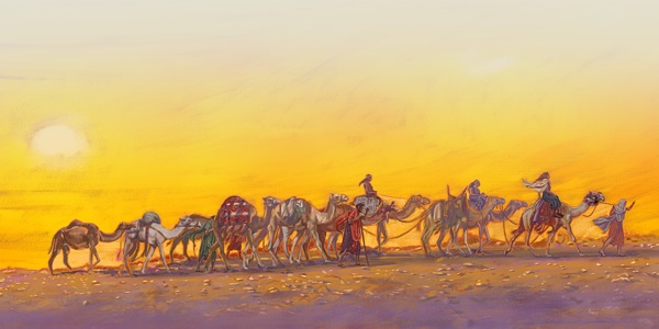 Eliezer, Rebeca, intlakeualuan uan majtlaktli camellos yajtokej Canaán
