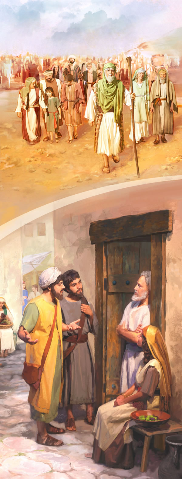 १. प्राचीन इस्राएलमा परमेश्‍वरका जनहरू; २. प्रथम शताब्दीका ख्रिष्टिनहरू व्यवस्थित रूपमा प्रचारमा भाग लिँदै