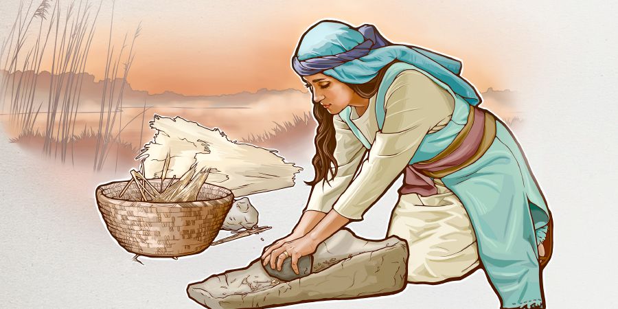 बाइबलकालीन समयकी स्त्री अन्‍न पिस्दै