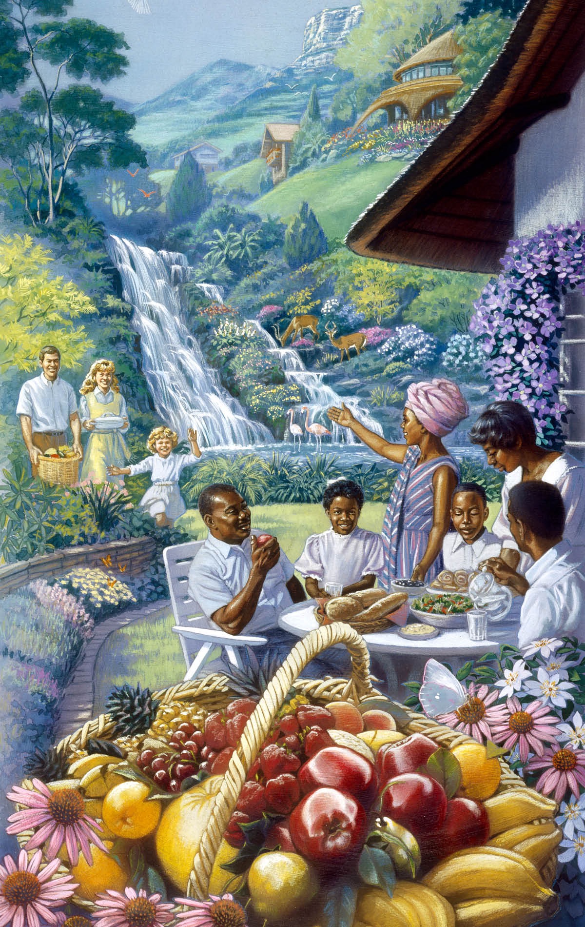 परमेश्‍वरको राज्यमा विभिन्‍न जातिका मानिसहरू सँगै मिलेर खाँदै छन्‌