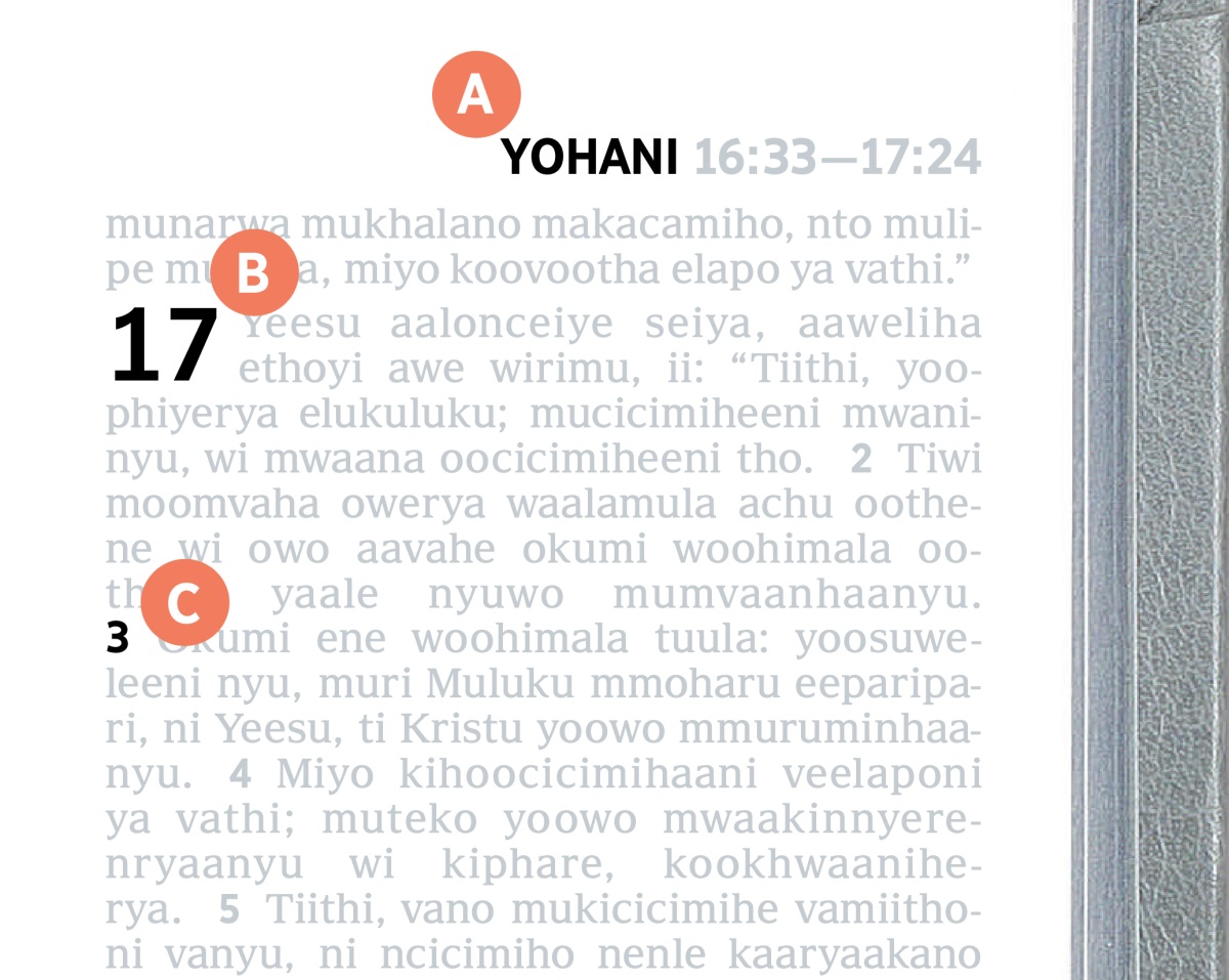 Eneneeryo enathoonyerya ileetera A, B, ni C va epaaxina ya Mpiipiliyani.