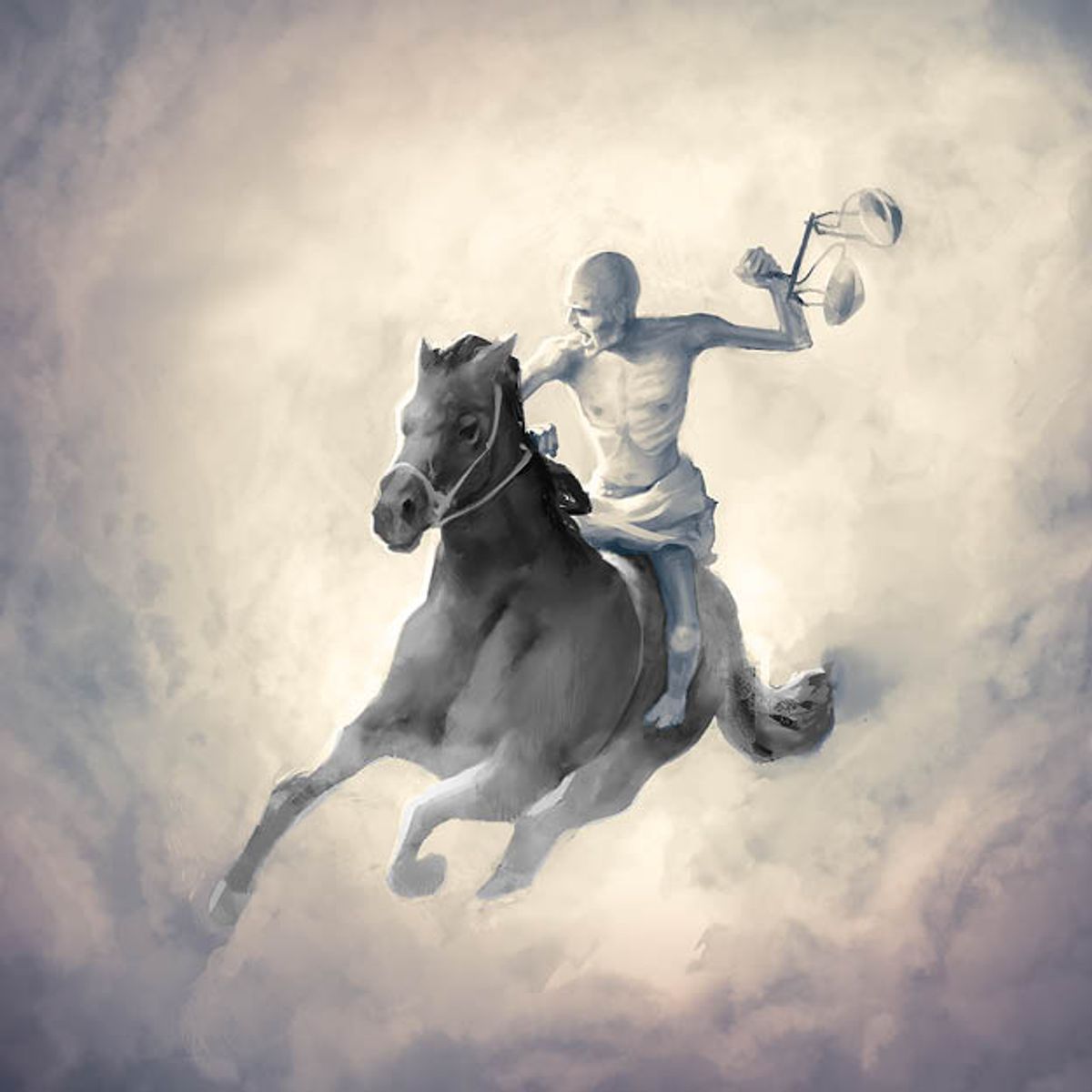 Se tlakatl akin apismiki yauj ipan se caballo kapostik niman kitki se tlatemachiuajli ipan ima, ijkon ken kijtoua Apocalipsis capítulo 6.
