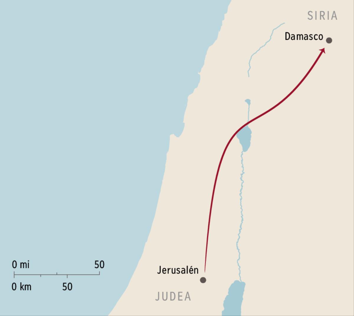 Se mapa tlen kiteititia Damasco niman Jerusalén