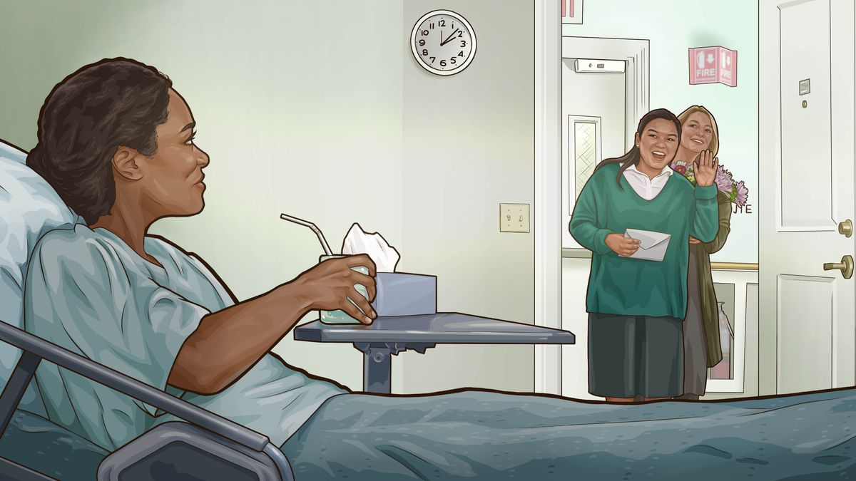 Tlen nesi ipan video “Ikalpan Jehová otechititi itlasojtlalis”. Mimi niman inan okitatoj se tokniuj akin nemi ipan hospital niman kitkiliaj xochitl niman se carta.
