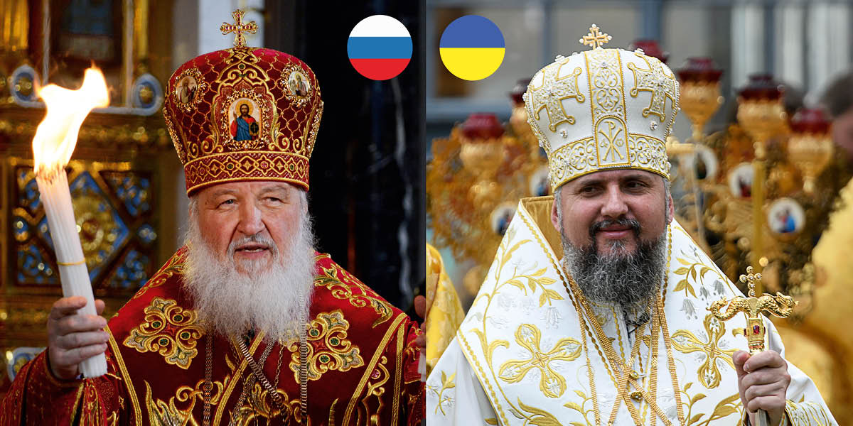 Fakatino: 1. Patriarch Kirill i Moscow, Rusia. 2. Metropolitan Epiphanius I ha Kyiv, Ukraine.