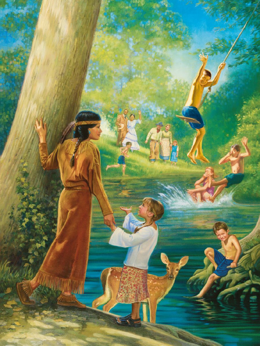 Gezonde en gelukkige mensen in het paradijs