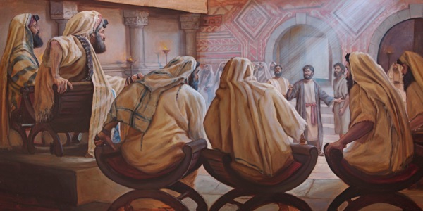 Petrus spreekt de Joodse religieuze leiders moedig toe