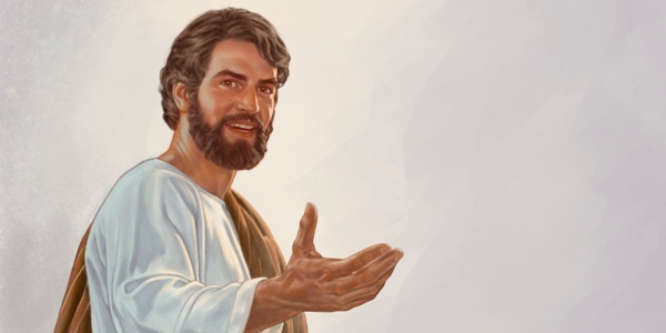 Jezus maakt een uitnodigend gebaar