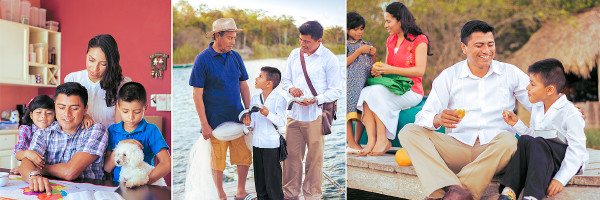 Een Getuigengezin: 1. bestudeert de Bijbel, 2. gaat in de velddienst, 3. geniet van ontspanning