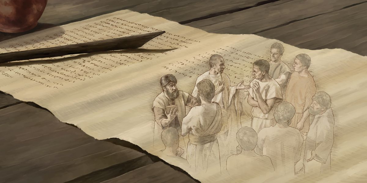 Broeders in de eerste eeuw in de gemeente Kolosse bespreken Paulus’ brief