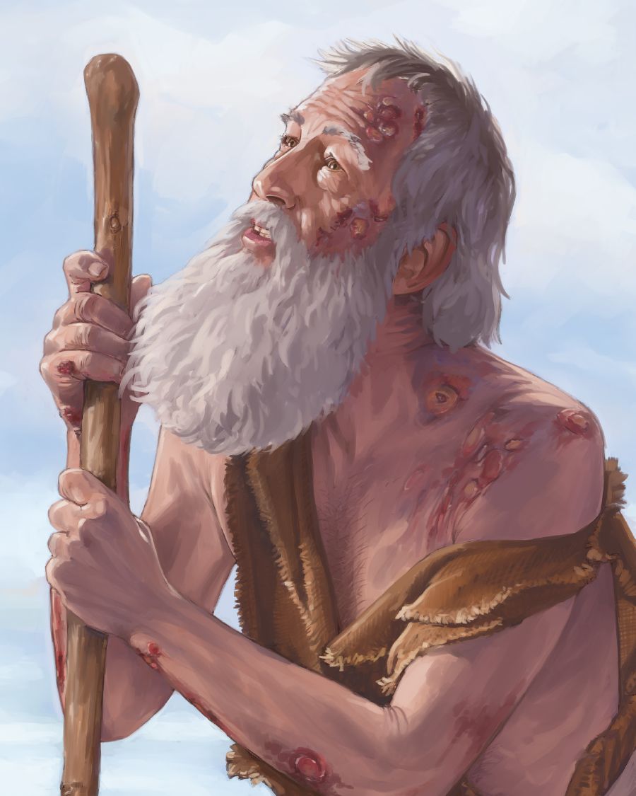 Job met zweren op zijn lichaam