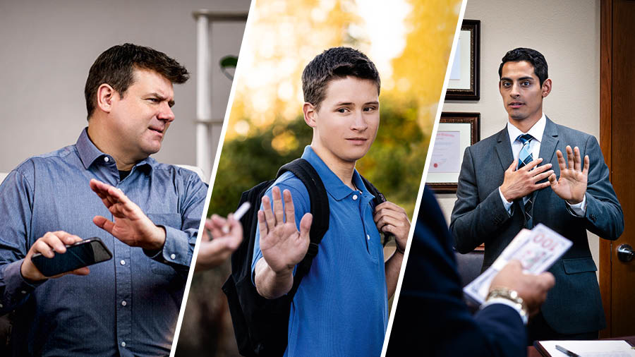 Esyopitsa: 1. Mughala wetu mulebe amabisa ameso wiwe syalangire ebiri oko telefone yiwe. 2. Mughala wetu mulwana amaghana erimya etaba eyo omundu alyamuha. 3. Mughala wetu mulebe amaghana ekituliro.