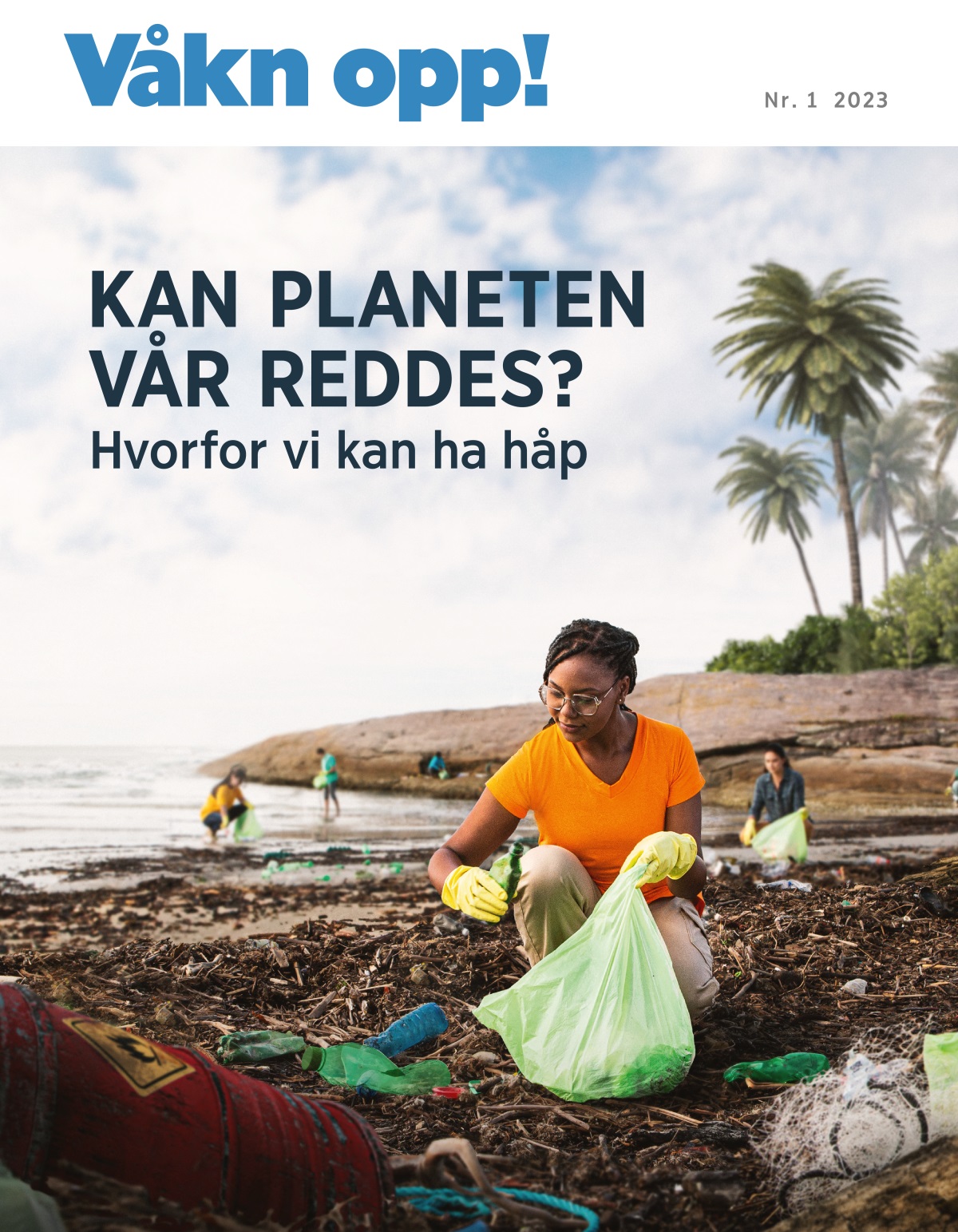 En gruppe mennesker plukker søppel på en strand.