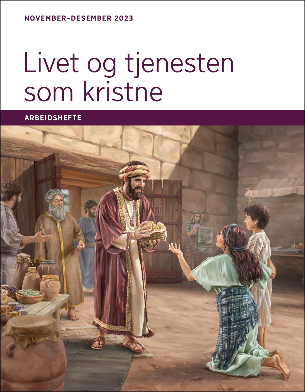 Job gir en fattig kvinne og sønnen hennes mat ved byporten.