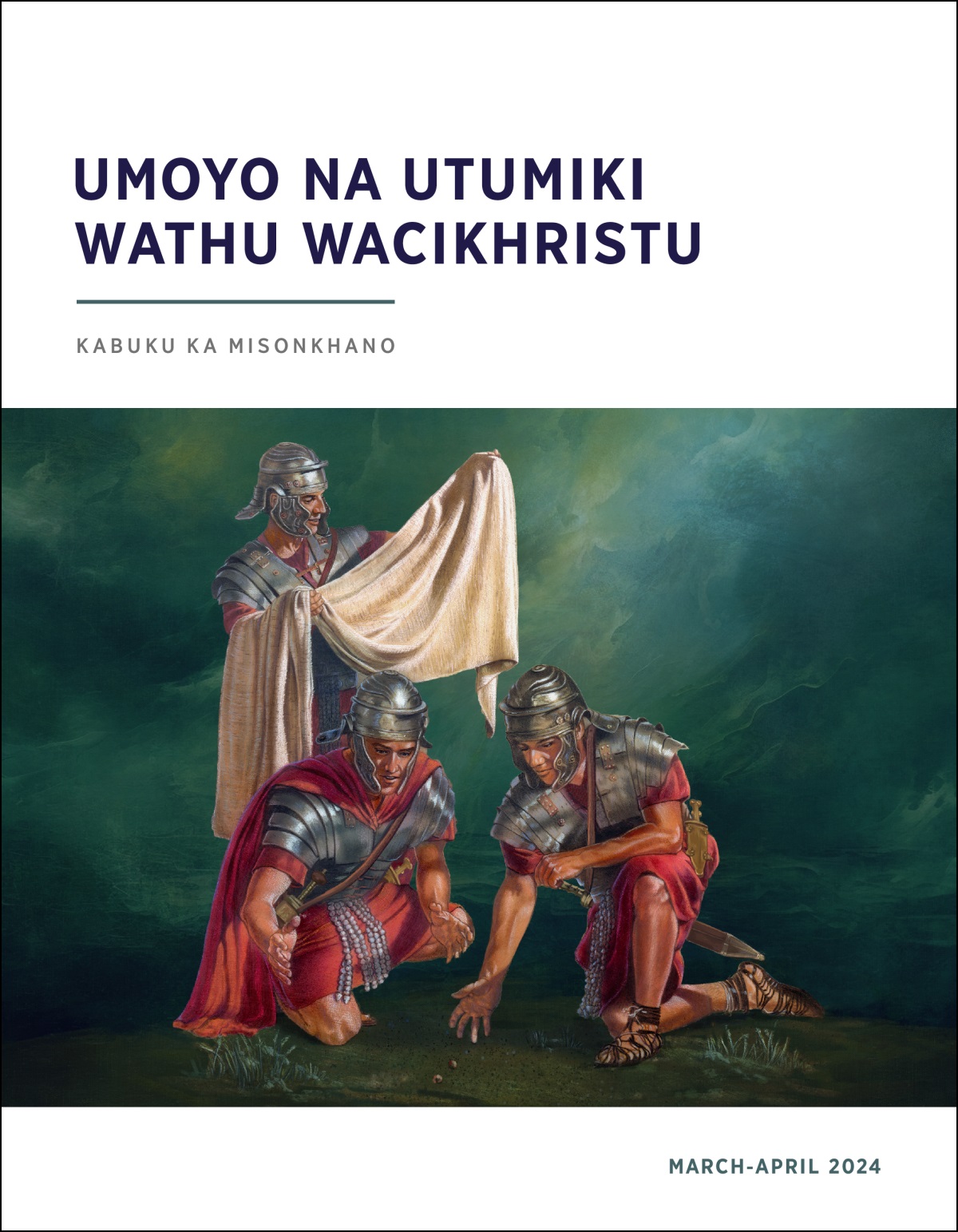 Msilikali wa Ciroma akuyang’ana covala ca Yesu pamene asilika ena aŵili akucita maele pa covalaco.