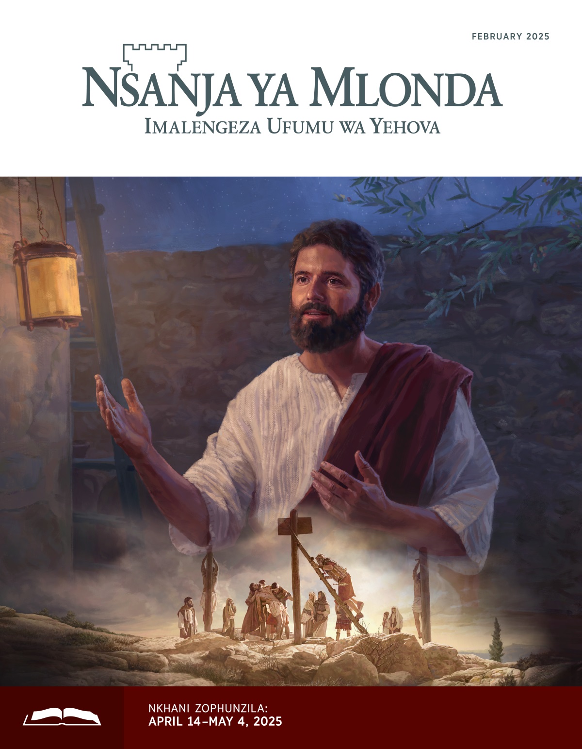 Zithunzi: 1. Yesu akulankhula usiku. 2. Mtembo wa Yesu ukutsitsidwa pa mtengo wozunzikilapo ndi asilikali a Roma.