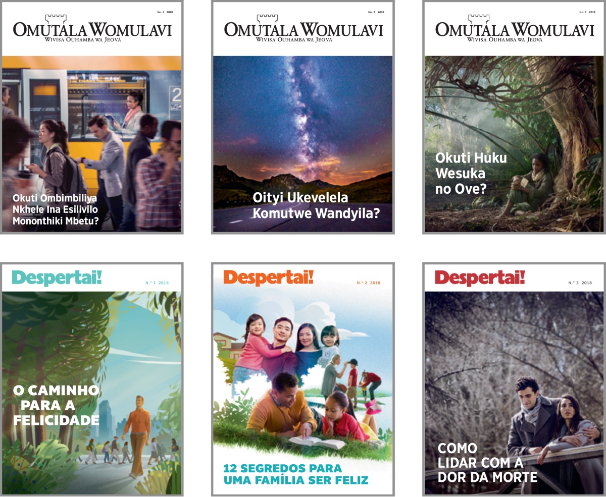 Omalutalatu: Onosapi mbo ‘Mutala Womulavi’ no ‘Pahukei!’ mo 2018. 1. ‘Okuti Ombimbiliya Nkhele Ina Esilivilo Mononthiki Mbetu?’ 2. ‘Oityi Ukevelela Komutwe Wandyila?’ 3. ‘Okuti Huku Wesuka No Ove?’ 4. ‘O caminho para a felicidade.’ 5. ‘12 Segredos para uma família ser feliz.’ 6. ‘Como lidar com a dor da morte.’