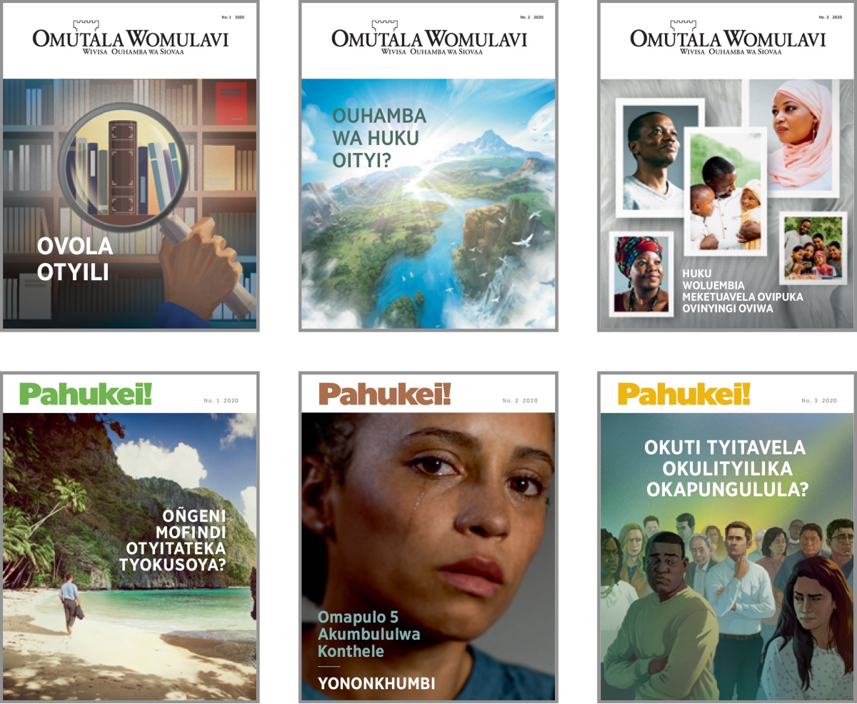Omalutalatu: Onosapi mbo ‘Mutala Womulavi’ no ‘Pahukei!’ mo 2020. 1. ‘Ovola Otyili.’ 2. ‘Ouhamba Wa Huku Oityi?’ 3. ‘Huku Woluembia Meketuavela Ovipuka Ovinyingi Oviwa.’ 4. ‘Oñgeni Mofindi Otyitateka Tyokusoya?’ 5. ‘Omapulo 5 Akumbululwa Konthele Yononkhumbi.’ 6. ‘Okuti Tyitavela Okulityilika Okapungulula?’