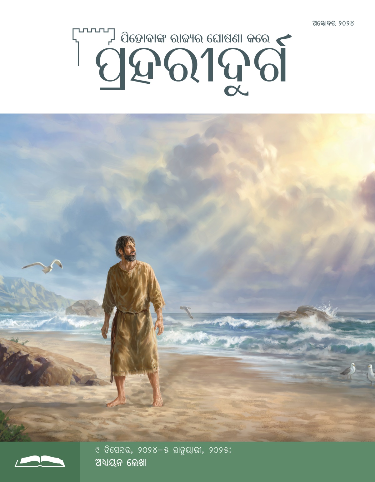 ଭବିଷ୍ୟଦ୍‌ବକ୍ତା ଯୂନସ ସମୁଦ୍ର କୂଳରେ ଠିଆ ହୋଇଛନ୍ତି ଓ ଆକାଶକୁ ଦେଖୁଛନ୍ତି । ତାଙ୍କ କପଡ଼ା ଭିଜି ଯାଇଛି ଓ ସେଥରୁ ପାଣି ଗଡ଼ୁଛି ।