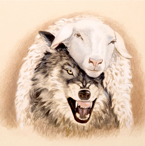 Un lobo bistí na kueru di karné