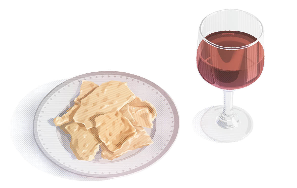 Un tayó ku pan sin zürdeg i un glas di biña.
