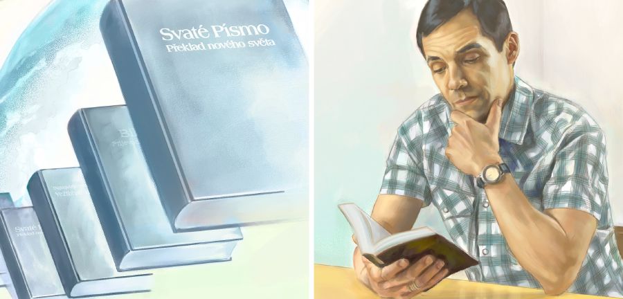 Beibel na diferente idioma; un hòmber ta lesa Beibel na su idioma