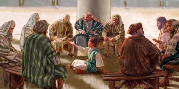 Hesus na edat di 12 aña ta papia ku kurashi ku e maestronan den tèmpel
