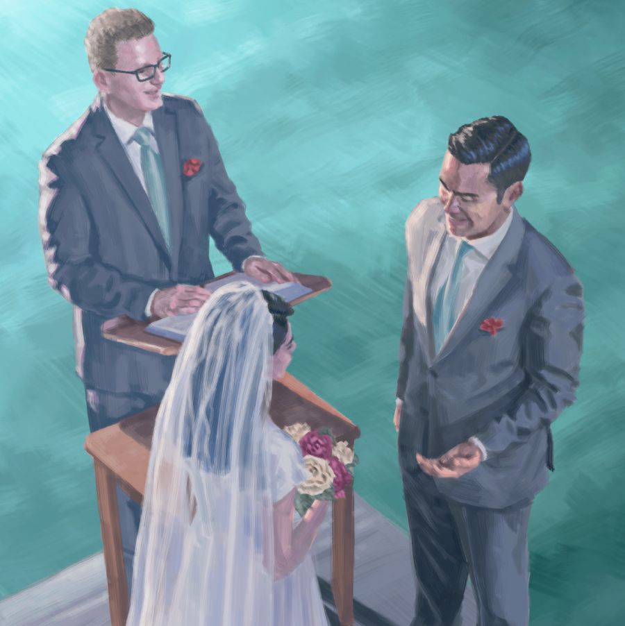 Un brùit i brùidehòm ta deklará nan voto matrimonial