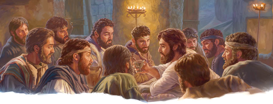 Hesus i su fiel apòstelnan sintá na un mesa durante Sena di Señor.