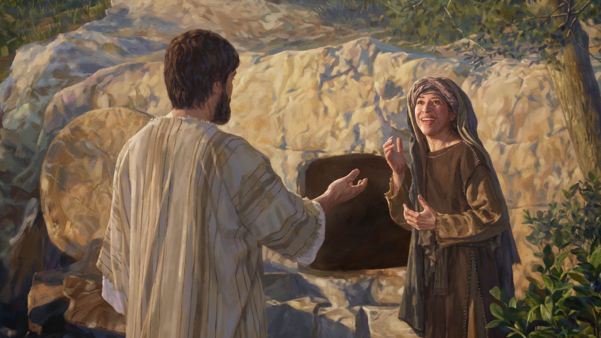 Hesus resusitá papiando ku Maria Magdalena pafó di un graf bashí.