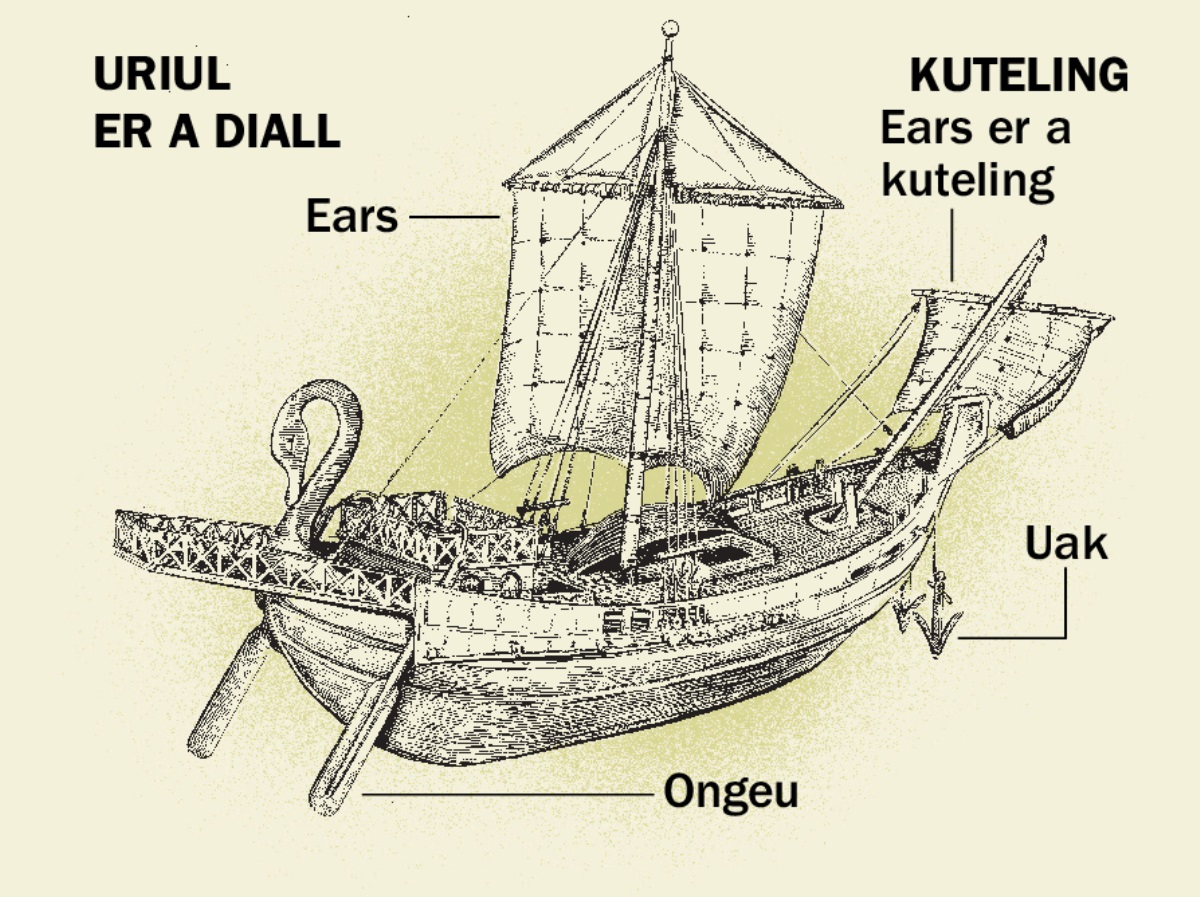 Diall er a irechar me aike el kleua el meklou el klekedellel, el ngii a uriul er a diall el mora kuteling. 1. Ongeu. 2. Ears. 3. Uak. 4. Ears er a kuteling.