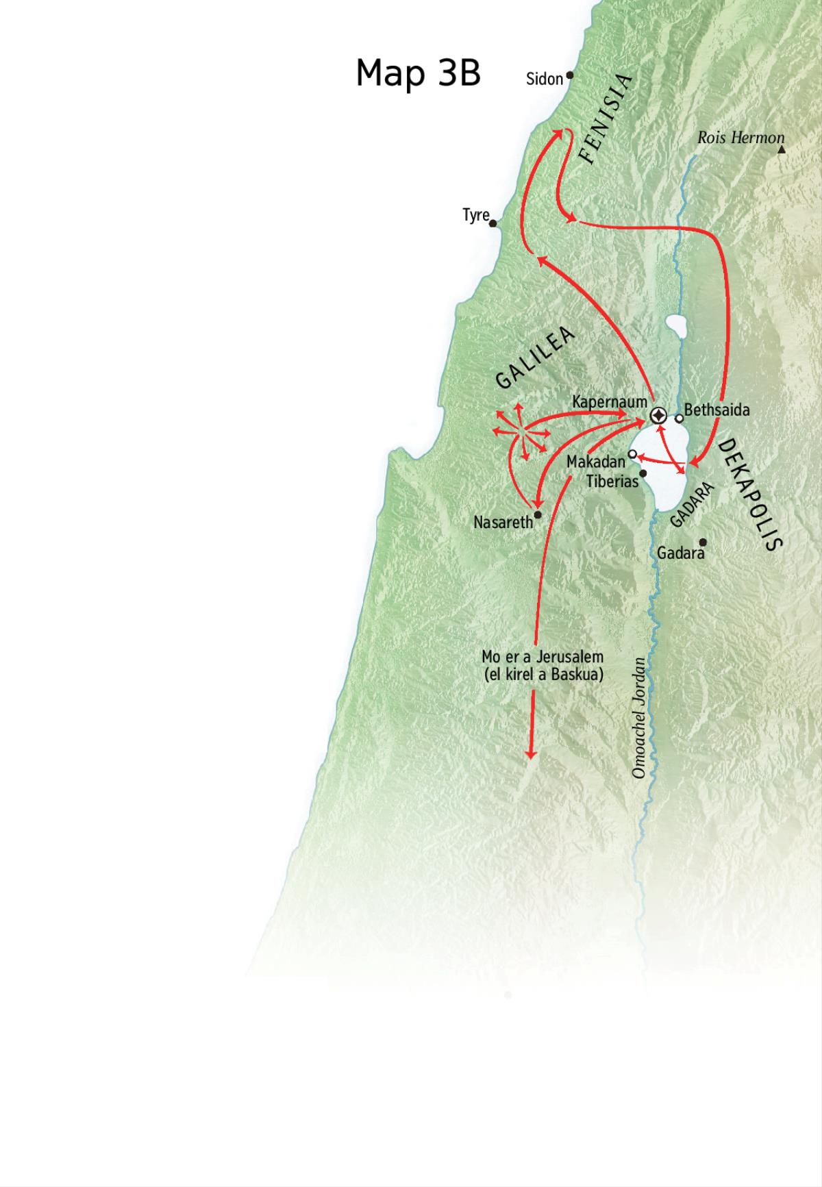 Map er aike el basio el lurruul a omesiungel er ngii a Jesus er a bita er a Galilea, Fenisia, me a Dekapolis