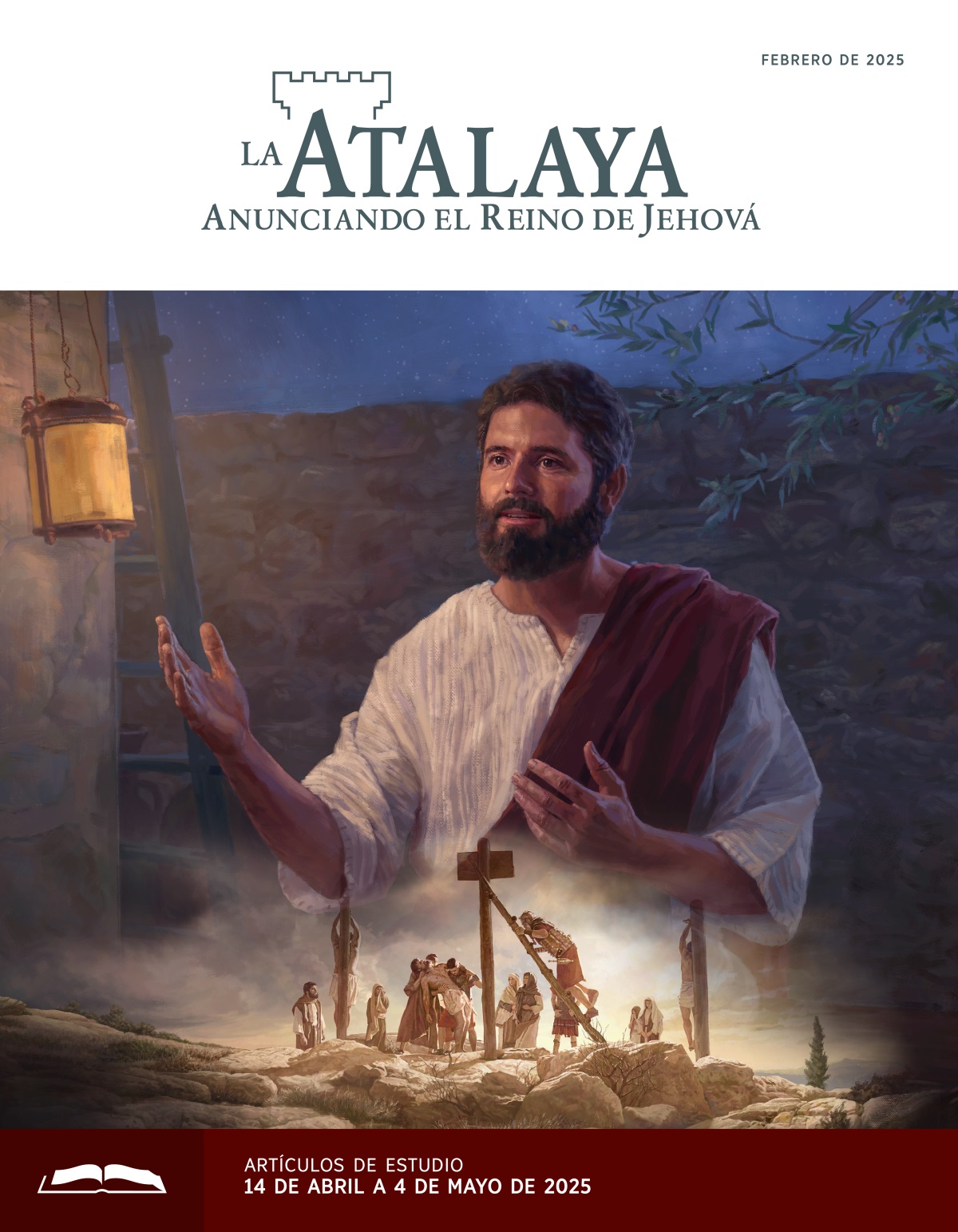 Serie de imágenes: 1. Jesús hablando durante la noche. 2. Unos soldados romanos bajan del madero de tormento el cuerpo de Jesús.