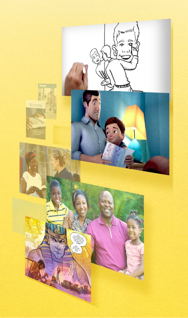 Different different things wey dey for jw.org, where people fit find answer to different question and learn other things