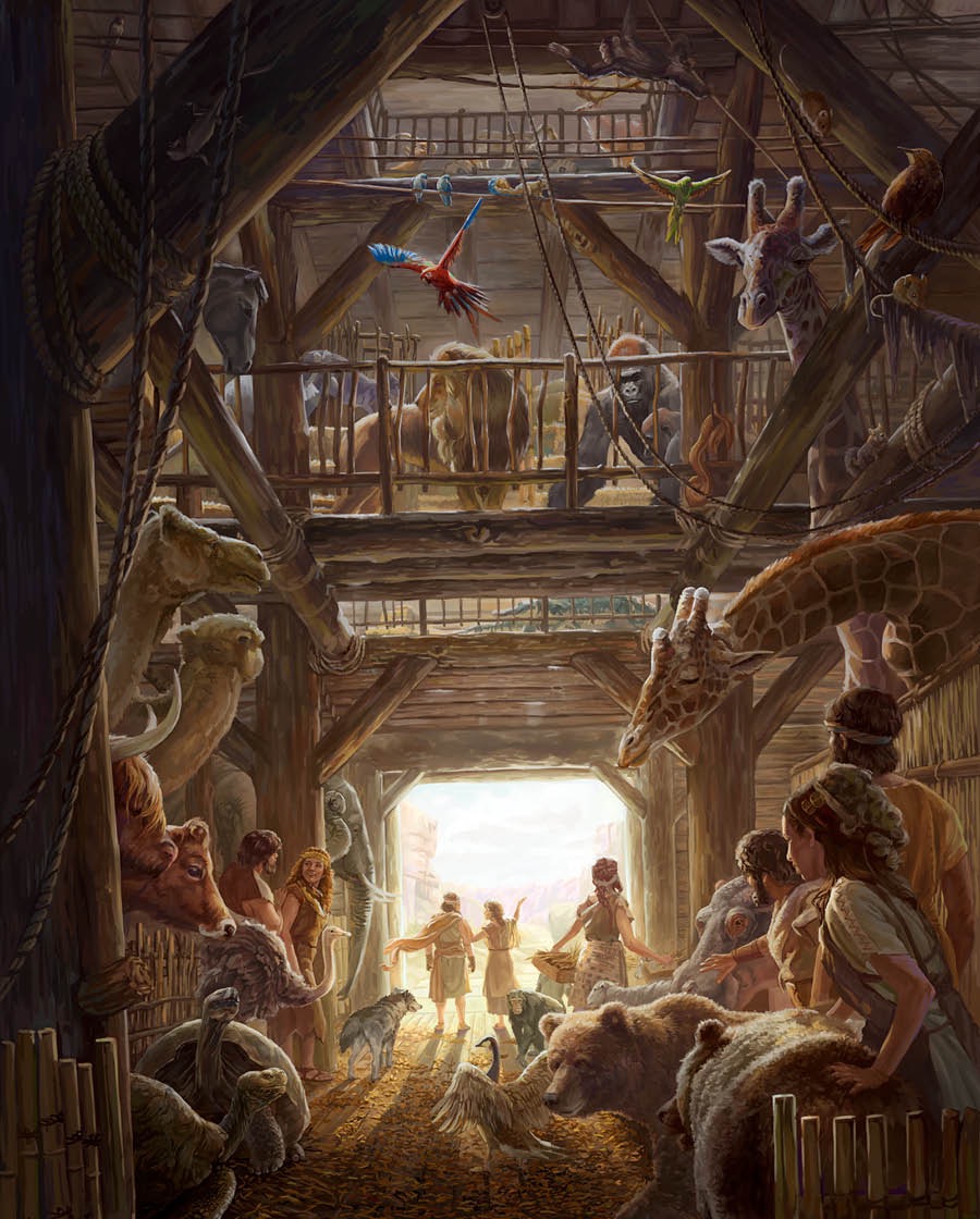 Noah, im family, all the animal dey comot from the ark