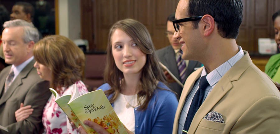 Liz and John dey inside Kingdom Hall