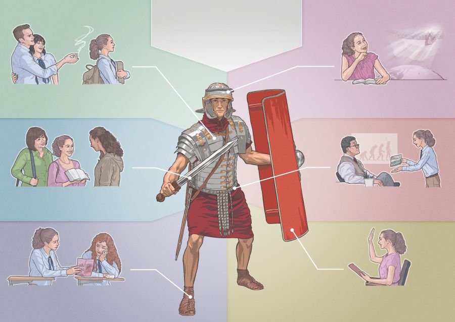 One young sister de try to wear all the different-different part of the soldier uniform wey Paul talk about