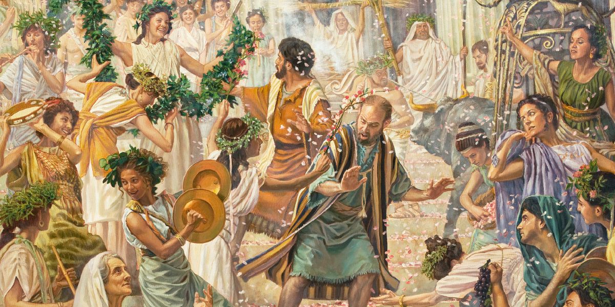 Paulus un Barnabas wellen nich, daut de Menschen en Liekaonien an soo aus Jetta behaundlen sellen