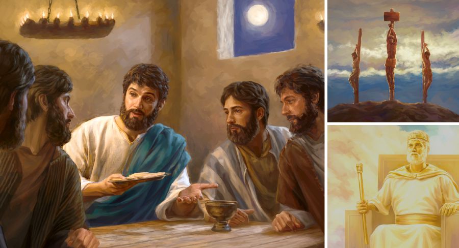 Jesus jeft siene Jinja daut Broot bie daut Owentmol, hee jeft sien Läwen han un rejieet em Himmel