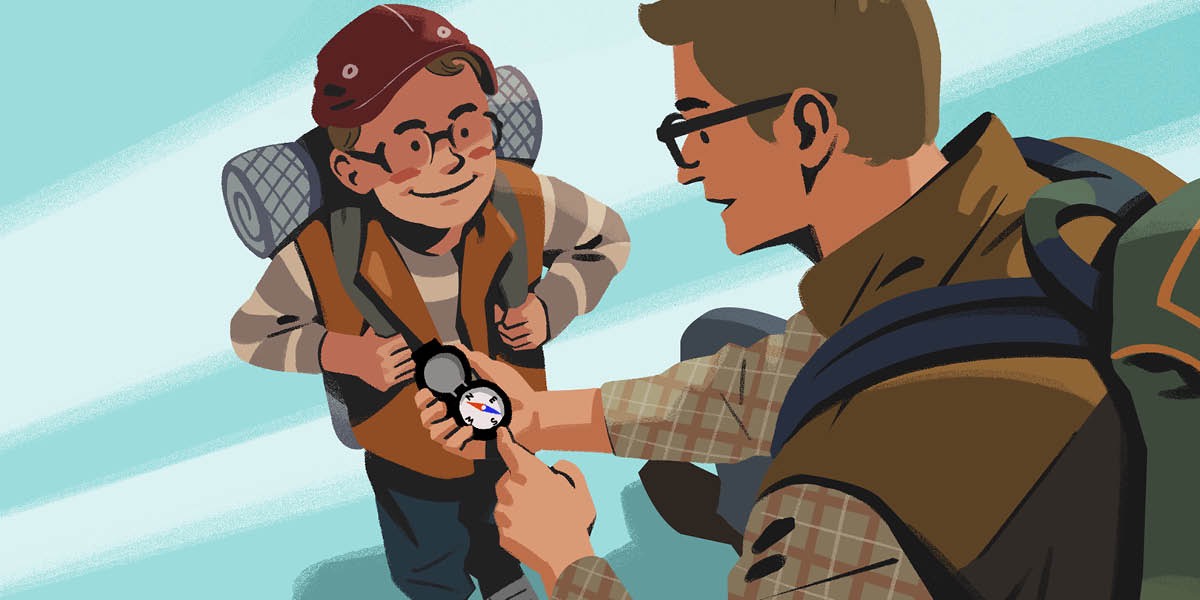 Dadi and son iusim compass for helpem tufala followim stretfala wei