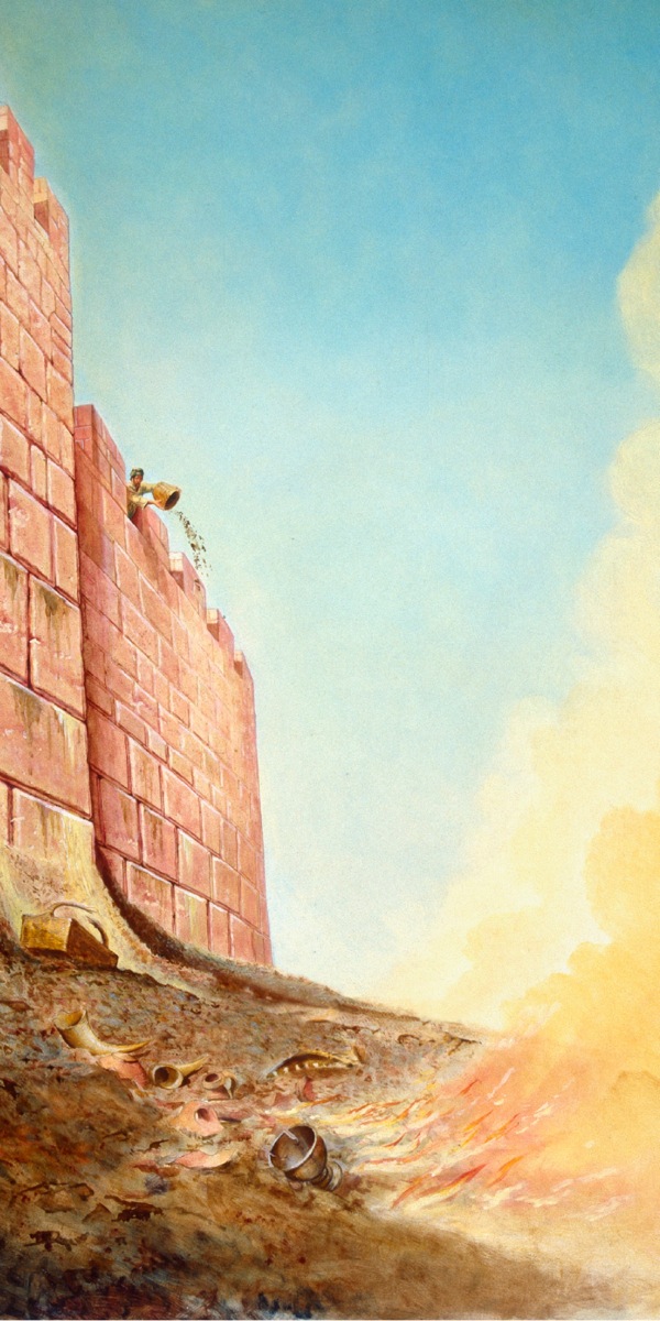 Ancient valley lo Hinnom wea stap aotsaed wall blo Jerusalem and fire wea gohed for laet