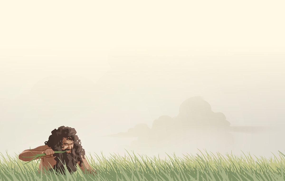 Nebuchadnezzar krol lo graon and kaikaim grass olsem animal.