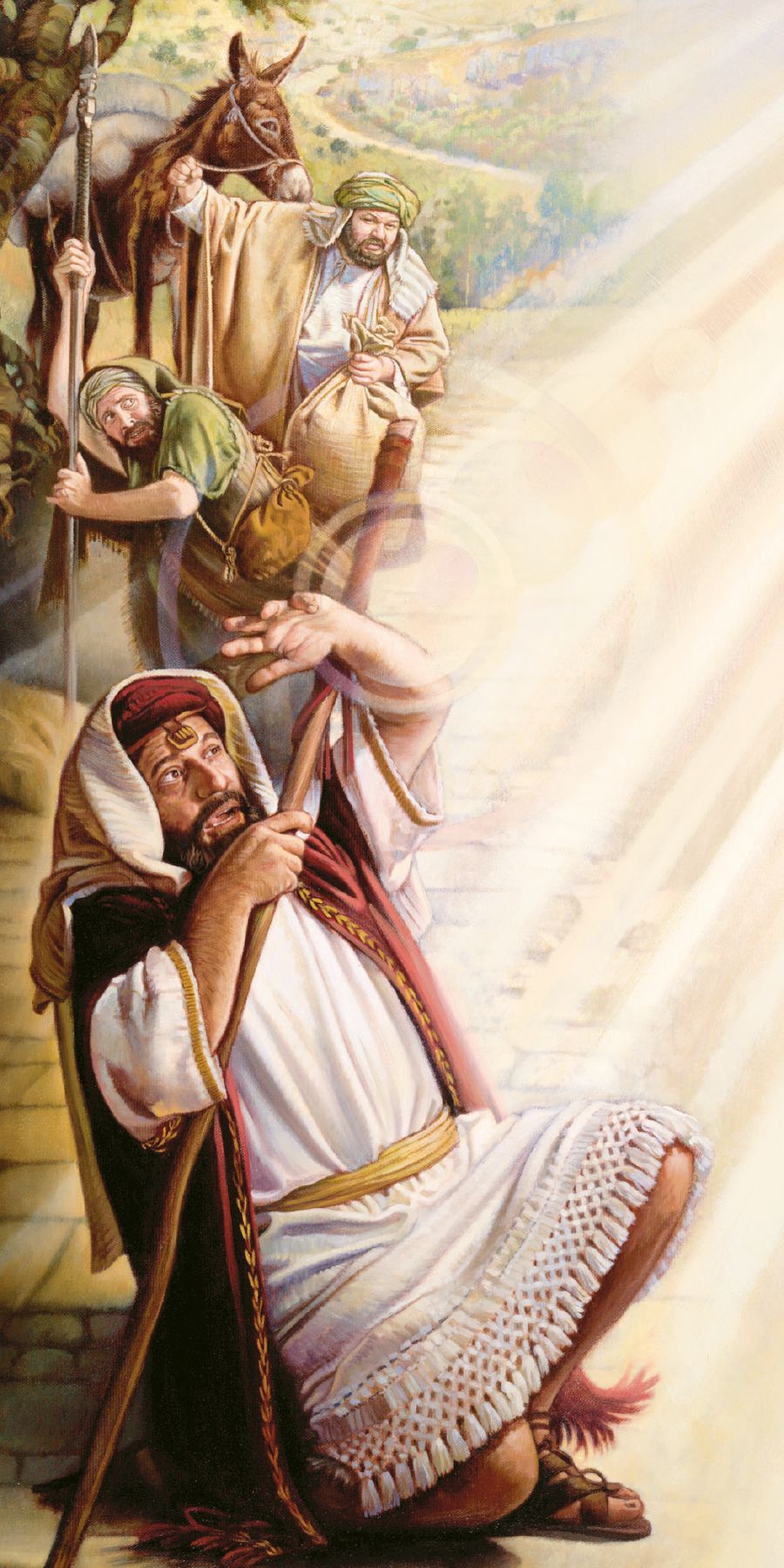 Wanfala laet wea shaen kamaot from heven hem shaen long Saul and hem foldaon lo graon