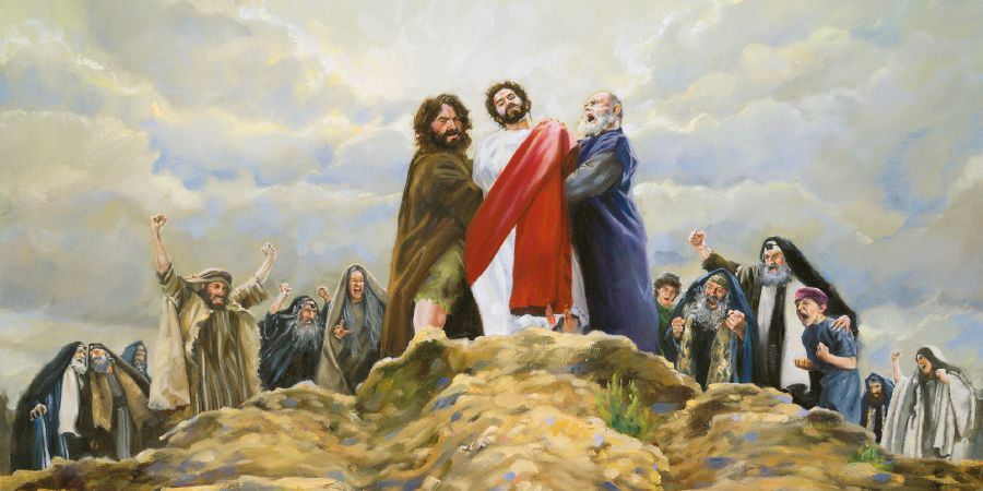 Samfala man holem Jesus antap wanfala maunten, redi for torowem hem go long valley for hem dae