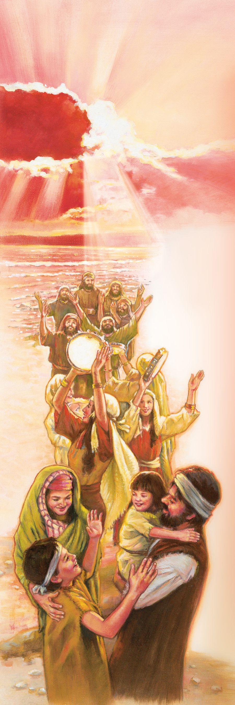 Olketa Israelite sing and dance and talem thankiu long Jehovah bihaen olketa kamaot from Red Sea