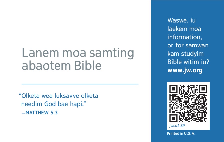 Bihaen bilong wanfala card for advertisem jw.org