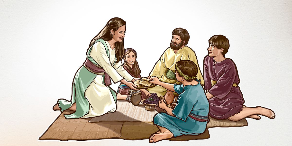 Wanfala woman long taem bilong Bible sharem kaikai long famili bilong hem